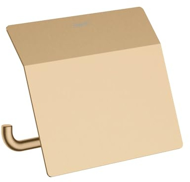 hansgrohe AddStoris - Porte-papier WC avec couvercle, Distributeur de papier toilette pour montage mural, Distributeur de papier toilette, Acessoires de salle de bains, Bronze brossé, 41753140