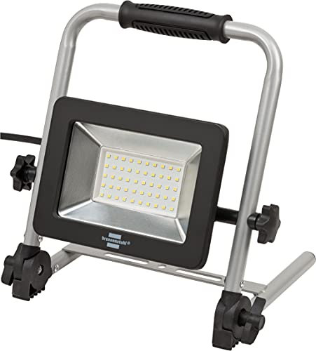 Brennenstuhl foco LED de trabajo portátil EL 4050 M/foco LED de obra y construcción 50W para uso en interiores y exteriores IP65 (luz de trabajo, 4500lm, con cable RN de 1,5m, marco plegable, IK08)