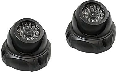 AL-FAHMI 2 X Dummy Fake Surveillance Security CCTV Dome Camera With LED Blinking Real Imitation for Home Security, Dummy Camera With Red Flashing Light Indoor/Outdoor Surveillance Black