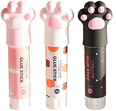 DUESI Bâton de colle original en forme de patte de chat - Lavable - Solide - Pour enfants - 10 cm de long