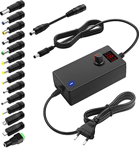 SHNITPWR Universal 3V~24V Netzteil Adapter 24W 1A Steckernetzteil 100~240V AC/DC 3V 5V 12V 20V 22V 24V mit 14 pcs Adapterstecker für 3V bis 12V Elektronische Geräte Tablet-PC LED-Streifen-Max 1000mA