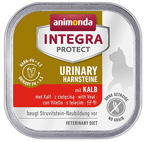 animonda INTEGRA PROTECT Nourriture pour Chat Humide Urinary Struvitstein Veau (16 x 100 g), recommandé par Le vétérinaire pour Les calculs urinaires, Aliment diététique développé avec des