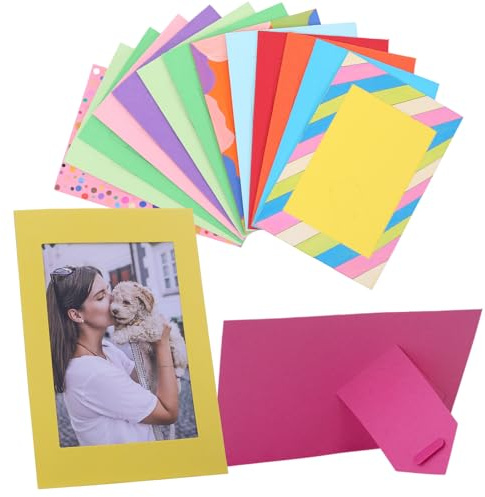 Meonua 4 x 6 Paper Picture Frames,Cardboard Photo Frame with Easel,Standing Paper Frames Bulk for DIY,Crafting,Classroom,Wedding,Graduation(50Count,Rainbow)