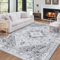 LuxFocus Teppich, 160 x 230 cm Vintage Teppich, Innenbereich Bedruckt Used Look Teppich Mmehrfach Dünner Teppich Faltbarer Akzentteppich leicht für Küche Wohnzimmer Schlafzimmer Esszimmer, Grau