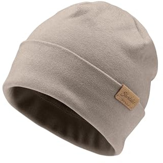 Sterntaler Beanie aus feiner Strickware - Zeitlose Unisex Mütze mit Umschlag - passend für Jungen und Mädchen - Zwei Tragevarianten - bequem und elastisch - Sand, Größe 41