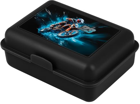 Baagl Boîte à déjeuner enfant pour l'école - pour fille, garçon - boîte à casse-croûte, boîte à goûter (moto)