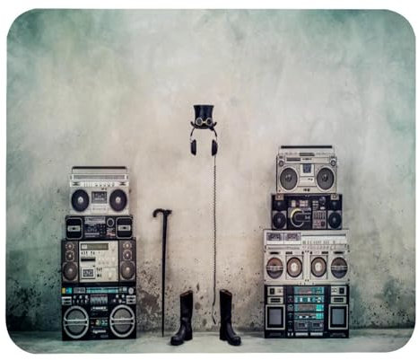 VAPOKF Gaming Mouse Pad, Old Radio Pattern Prints Mouse Mat for Desk Home Office, Non-Slip Rubber Base Keyboard Pad, Laptop Desk Pad Mousepad