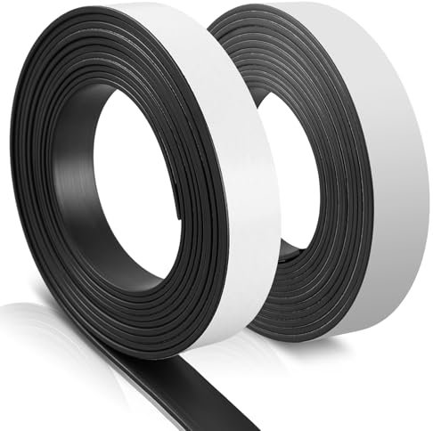 SUNOYA A+B Magnetband: 2 Rollen (20mm*2mm*2m) Selbstklebend, Starkes Magnetkleberband, Ideal für Fliegengitter und Moskitonetze