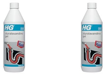 HG Sturalavandini Liquido, Sblocca gli Scarichi Intasati di Lavandini e WC da Cumuli di Carta Igienica, Capelli e Residui di Sapone, 1 litro (Confezione da 2)