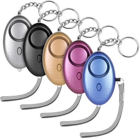 Flintronic Alarme Personnelle, 5 Pièces 140DB Alarme de Poche, Porte Cle Alarmes Portative, Alarmes de Sécurité d'urgence avec Lumières LED, pour Enfants, Femmes et Personnes âgées