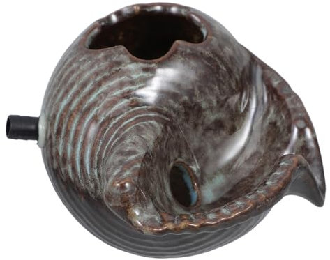 SUPVOX Ceramic Conch Water Spitter Garden Pond Feature Decorative Fish Tank Accessory Unique V-shaped Fountain Decor