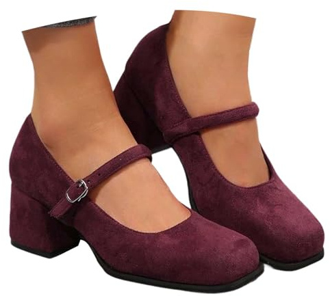 Pumps Zapatos de mujer de ante tirolesa con tacón, elegantes, cómodos, con pies anchos, zapatos de baile, con correas, zapatos de novia