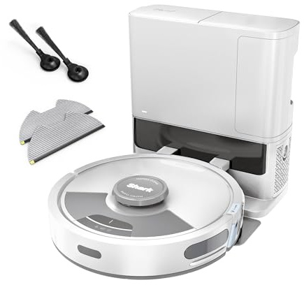 Shark Matrix Plus 2-in-1 Robot Vacuum and Mop with Self-charging Base - Deep-cleans Carpets, Hard Floors and Pet Hair - 3D LiDAR Navigation - Wi-Fi/App - 2 Pads and 2 Brushes incl. - Grey
