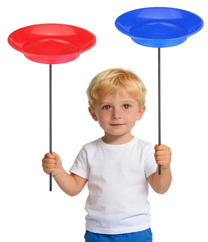 GALPADA 2 Jeux D'assiettes de Jonglage avec Baguettes, Kit de Jonglage Coloré pour Spectacles de Et Enfants, Assiettes Tournantes en Plastique pour Jeux de Fête Et Entraînement Acrobatique