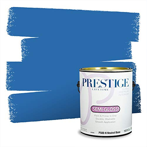 PRESTIGE Paints Interior Paint and Primer In One, 1-Gallon, Semi-Gloss, Comparable Match of Behr* Electric Blue*