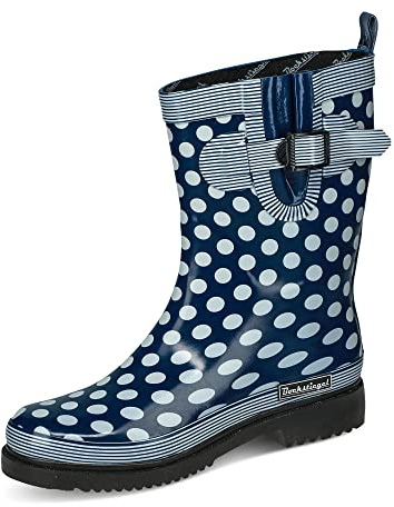 Bottes en caoutchouc pour femme - Avec manchette et semelle intérieure profilée FR:38 bleu foncé