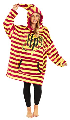 Harry Potter Sudadera Mujer, Bata Manta Polar para Mujeres Oversize con Capucha de Forro Polar, Regalos Originales (Rojo)
