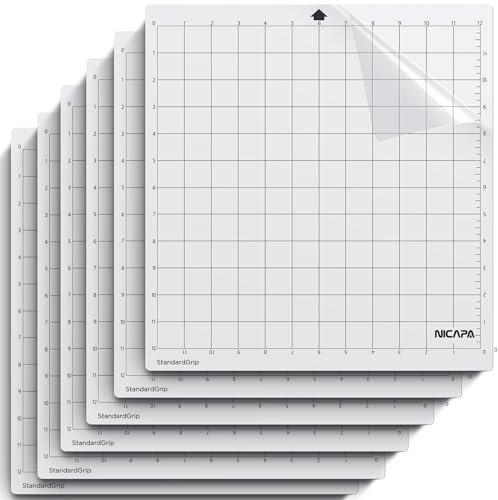 NICAPA Schneidematte für Silhouette Cameo 4/3/2/1 [30cmx30cm Standardgriff, 6 Stück] Premium Kleber Ersatzmatten Cameo 5 zubehör für Karten,Papier,Vinylfolie Plotter Zubehör