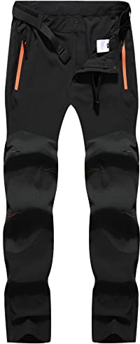 DAFENP Pantaloni Trekking Uomo Softshell Pantaloni Impermeabili Montagna Escursionismo Estivi Leggero Traspirante Asciugatura Rapida All'aperto KZ1803M-Black-2XL