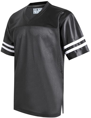 Pullonsy Black Custom Football Jerseys for Men Women Dad Mom Family Workout Shirts Fitness Tops Party Streetwear White Stripe-Black Jersey,Men Size 3X-Large