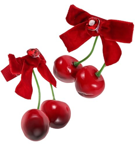 Générique 1 Paire Barrettes Cerise Masque Plaqué or Mousse De Remplissage Masque De Dentelle Pinces à Cheveux Bébé Miroir Rétroviseur Épingle à Cheveux D'hiver Instantané Arc Rouge Chiffon