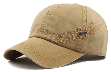 YAMEE Basekeps män bomull mjuka, skärmmössor för män med snyggt broderade, baseballkepsar för män casual justerbar, sommarmössa damer solskydd, baseballkeps män andas, kaki, one size