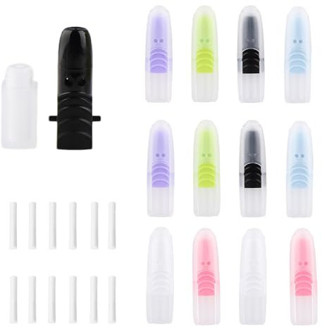 12 Stück Riechstifte für Ätherische Öle,Ammoniak Riechstäbchen,Inhalierstift mit Ätherischer Ölflasche und Baumwollkern,Naseninhalator,Doppelt vVerwendbar,Drehbar (6 Farben)