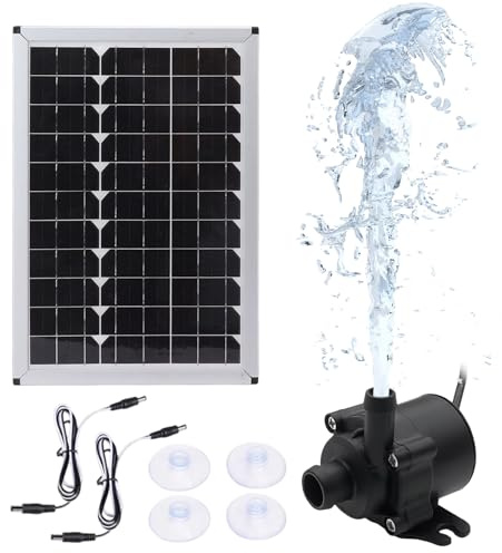 Brushless Solar Water Pump Kit 50W 12V, Solar Fountain Pump with Pond Filter Kit, Solar Powered Water Feature for Garden Fountain, Outdoor Ponds Bird Baths, Maximum Head Flow 350L/H