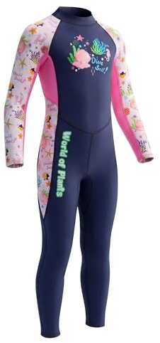YUETU - Traje de baño para niñas de neopreno de 1.5 mm | Traje de neopreno de cuerpo completo para 40-70 libras de peso | Snorkeling piscina playa (156552K, S)
