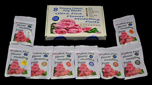 Boxes of 8 x 50g Simply Heaven Sugar Florist, Gum Paste Floral Flower Modelling (8 x 50g Primary Colours)