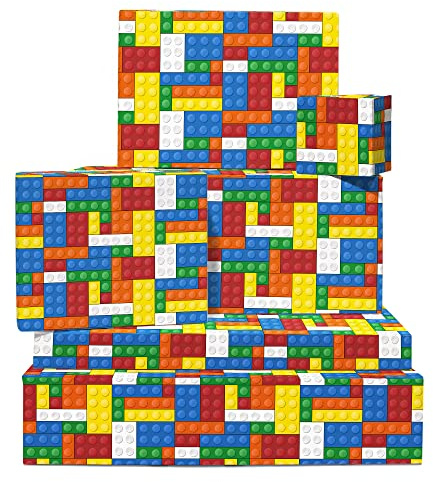 Papel de regalo colorido - 6 hojas de papel de regalo - papel de regalo de cumpleaños para niños - bloques de construcción para niños y niñas - fiesta de cumpleaños - reciclable - de Central 23