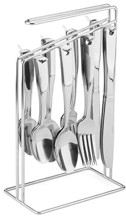 International Silver Piccadilly 24 Piece Stainless Steel Flatware Set with Wire Caddy, Service for 6