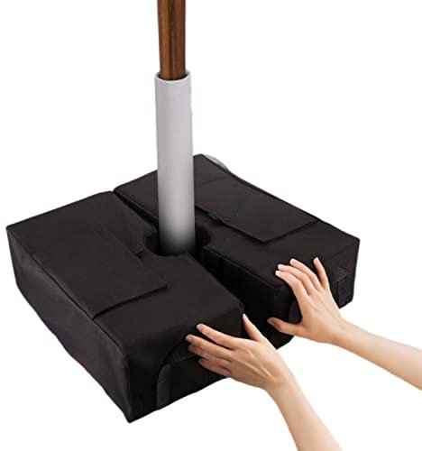 NONAT Quadratische Sandsäcke Für Pavillon, Sonnenschirm Gewichtstasche Mit 4 Griffen, Ungefüllt, 600D Oxford Schwarz 46x15cm