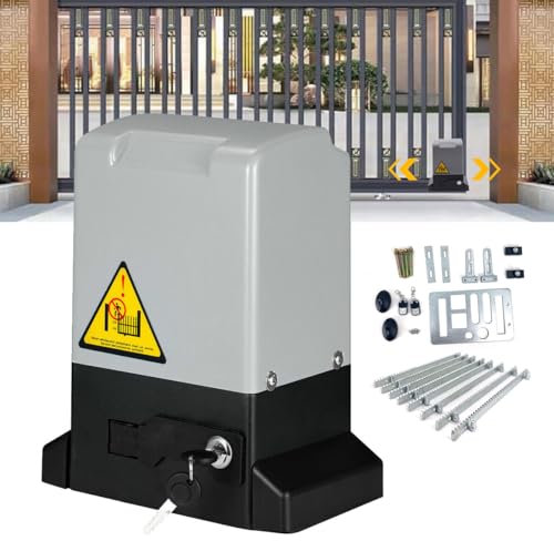 ECUTEE Motor Puerta Corredera 370W 800KG Operador de Apertura de Puerta Abridor Automático Juego de abridores puerta con 4M de Barra Dentada para Puerta de Jardín, Garaje