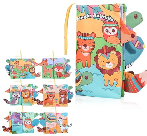 Babybuch Baby Stoffbuch, Babybuch Baby Stoffbuch Buch Spielzeug 0 Monate Bilderbuch Stoffbücher Fühlbuch Knisterbuch, Quiet Book knisterbuch stoffbuch fühlbuch Dschungelparadies(XJY2310AJY005)