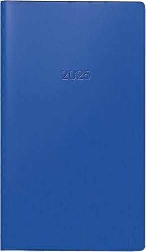 BRUNNEN Agenda de bolsillo Planificador Calendario Mensual modelo 756 (2025), 2 páginas = 1 semana, A6, 144 páginas, cubierta de plástico, color azul oscuro