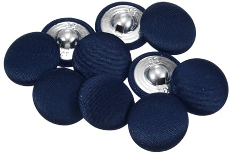 sourcing map 10pcs 32L Fabric Cloth Covered Button 20mm Round Metal Sewing Buttons for Suits Dress Blouses, Navy Blue