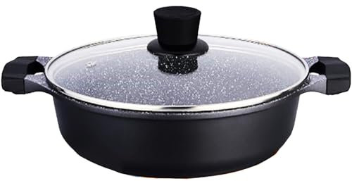 NTI 24Cm Master Cook Diecast Low Shallow Casserole Induction Base Non-Stick Pot with Glass Lid | Ceramic Coating | Professional Or Home Kitchen | Cookware | Kitchenware | Chef | UK Free P&P