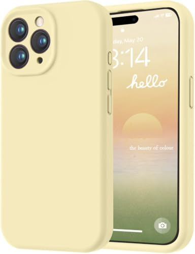LOVE 3000 Designed for iPhone 15 Pro Case, Premium Silicone with [Soft Anti-Scratch Microfiber Lining] Shockproof Protective Phone Case for Lanyard 6.1, Creamy Yellow
