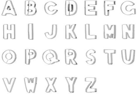 Juego de 26 cortadores de Galletas del Alfabeto, cortadores de Galletas de Acero Inoxidable, Herramienta for Hornear con Forma de Letras for cortadores de sándwiches de Frutas y Verduras