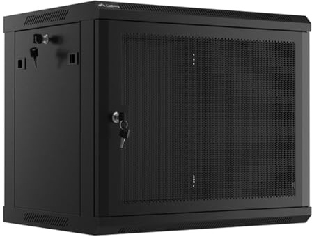 Lanberg Armario para Rack, 19, Montaje en Pared, 9u/600 x 450 con Puerta Perforada, Color Negro