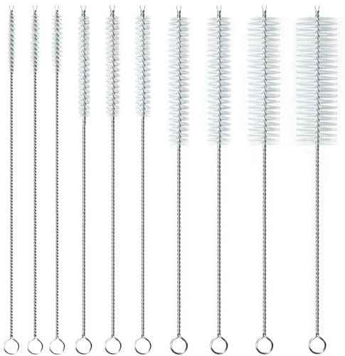 Straw Cleaner Brush, Reusable Metal Handles Straw Cleaning Brush Extra Long for Mug 40, 30, 20 oz, 10mm 15mm Wide for Sippy Cup, Water Bottle and Tubes Pipe