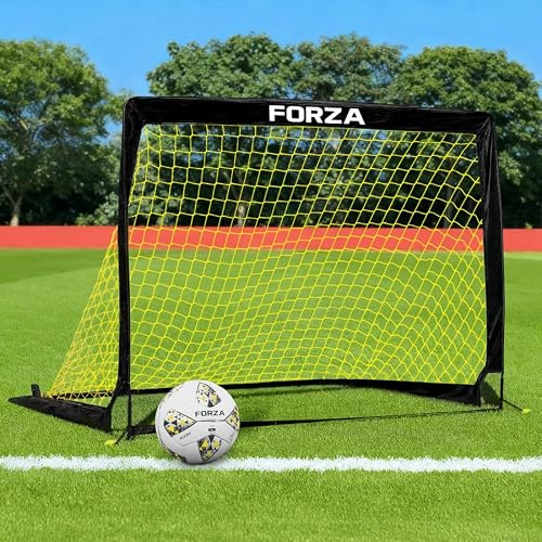 FORZA Square Pop-Up Football Goal [6 Sizes] | Portable Football Training Goal with Carry Bag & Ground Stakes - For All Ages with 5 Second Set Up - Single or Pair