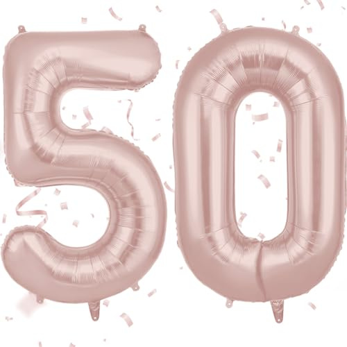 AOOSU Baby Pink Helium Balloons, 40 Inches Number Balloons 50, Foil Birthday Balloon for Birthday Anniversary Wedding Party Decorations Celebration Supplies for Girls Women Men Boys