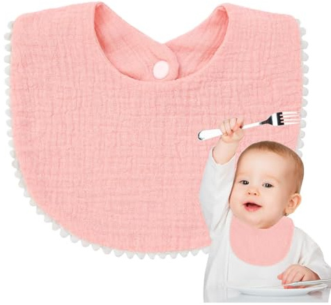 Generisk dregelhaklapp, bomullsbibb, bomullsgasväv salivhandduk, bandana, dregelhaklappar – barn ventilerande bandana, matduk för dagis, dagis, dagis, ROSA, Siehe Beschreibung