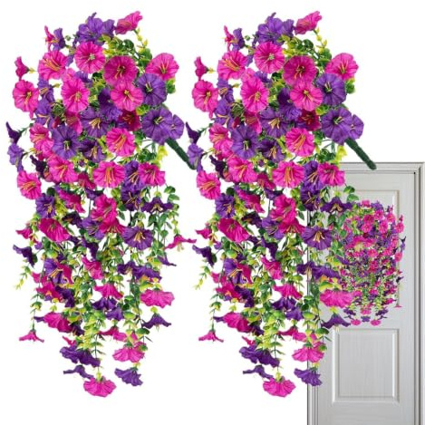 Konstgjorda Petunior Naturtrogna 2 Stycken Faux Blommor Trädsdekoration | UV-Resistenta Fake Petunia för Balkong TrädInnerBröllop Fest