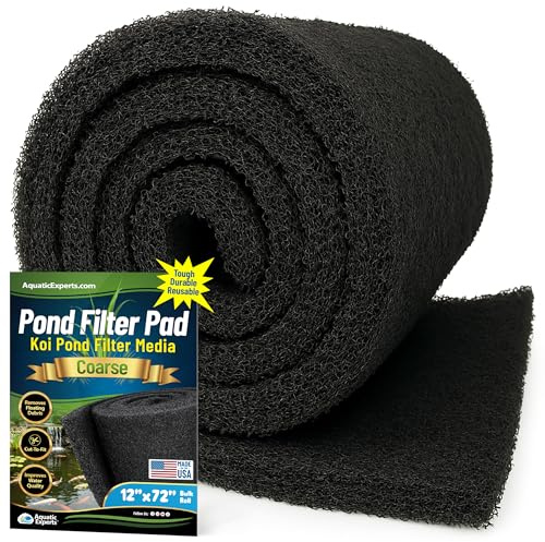 Aquatic Experts Classic Koi Pond Filter Pad COARSE – Bulk Roll Pond Filter Media, Rigid Ultra-Durable Latex Coated Fish Pond Filter Material US (12 x 72, Coarse (Black))