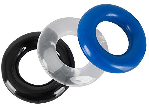 ORION Penisring 3er-Set - Cockring-Set für Männer, Penisring-Trio zur Steigerung der Lust, Cockring Triple für ihn, transparent, blau, schwarz