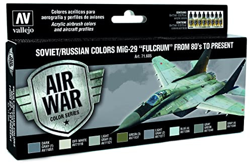 AV Vallejo Model Air Set-Soviet MiG-29 Fulcrum 80's On Vernici per Uso con un Aerografo, Multicolore, 17ml, VJ71605