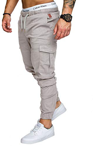 Amaci&Sons Jogger Cargo Herren Chino Jeans Hose 7001 Hellgrau W32
